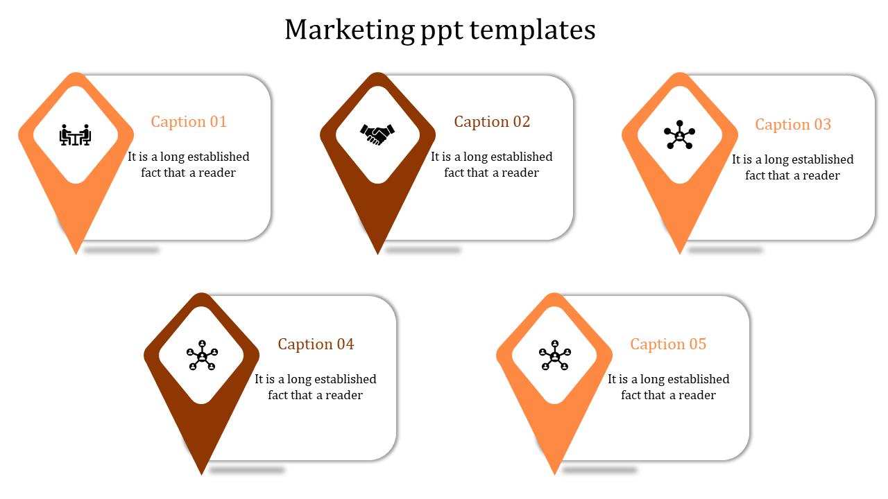 Free - Incredible Marketing PPT Template With Five Nodes Slide